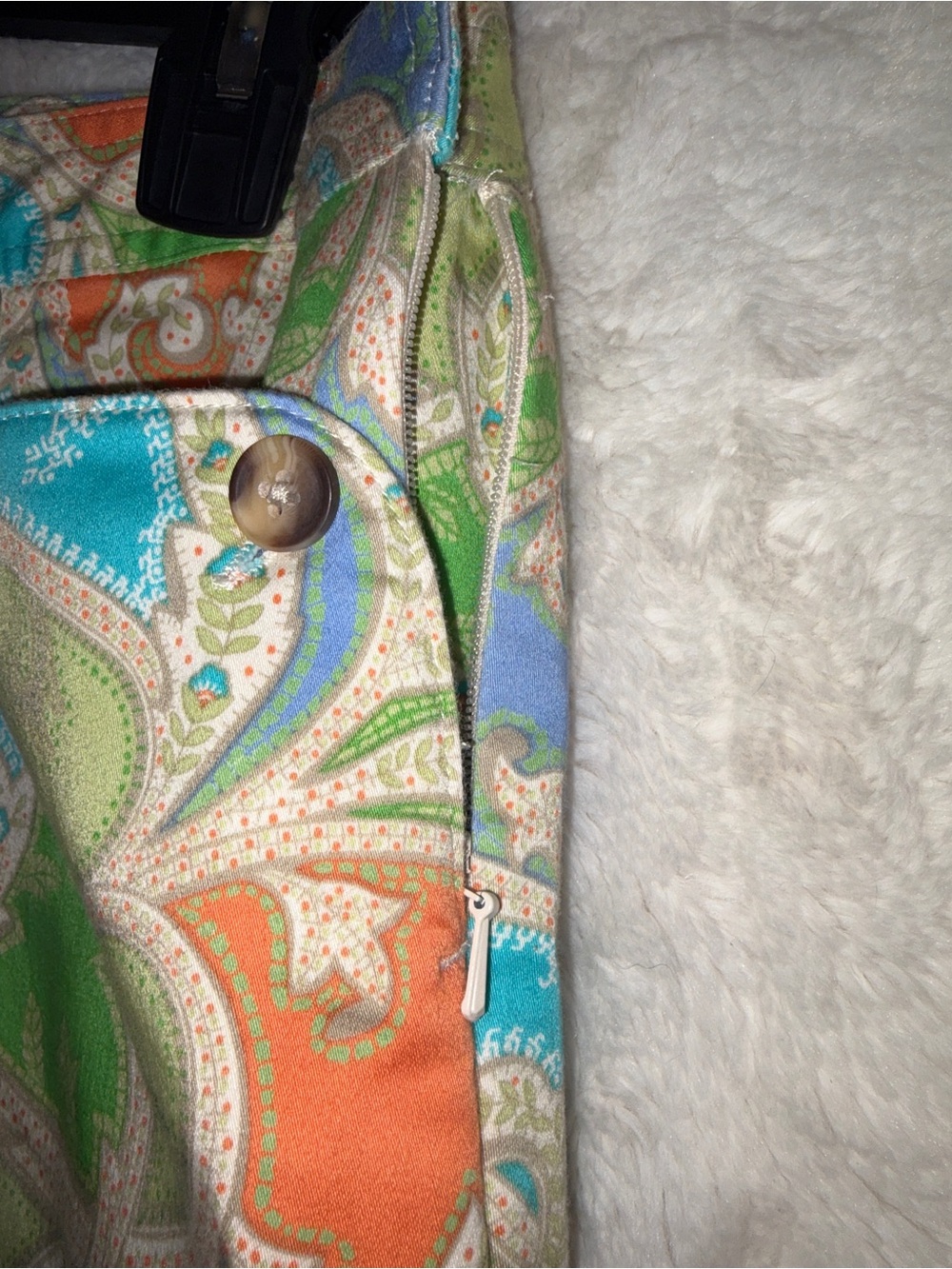Talbots Paisley Pull-On Pants in Green, Blue & Orange - Picture 4 of 6